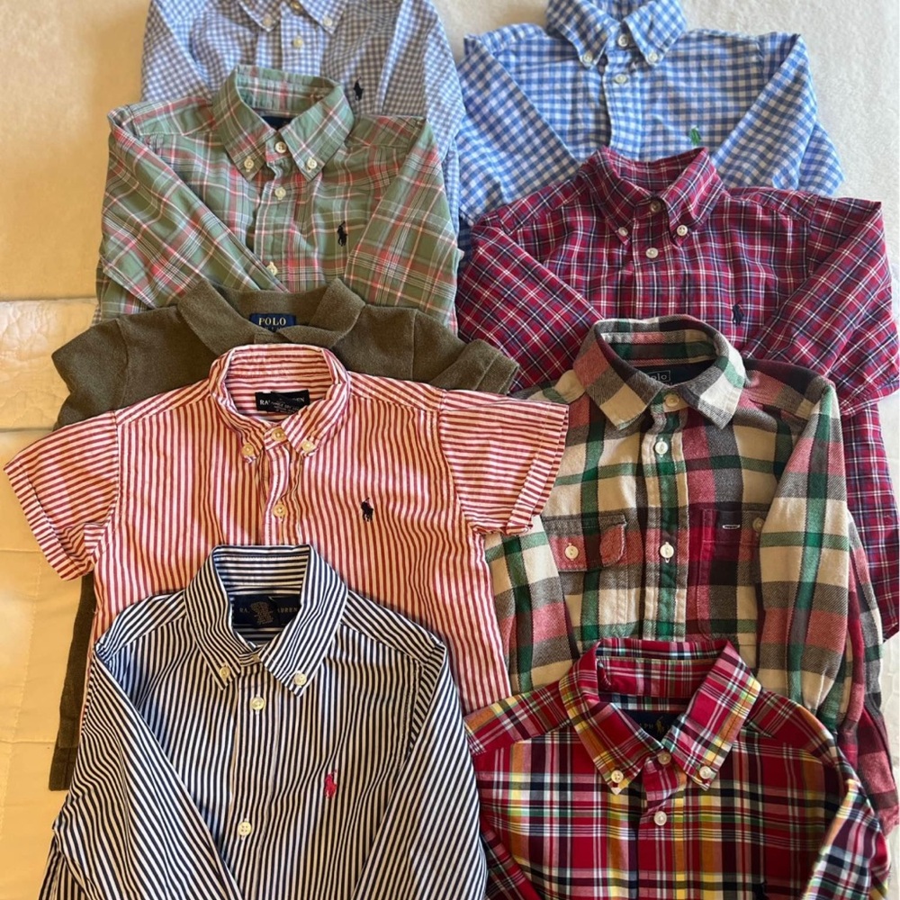 Polo by Ralph Lauren Red and Blue Casual Button Down Shirts